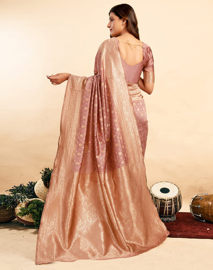 Light Salmon Pink Silk Woven Banarasi Saree