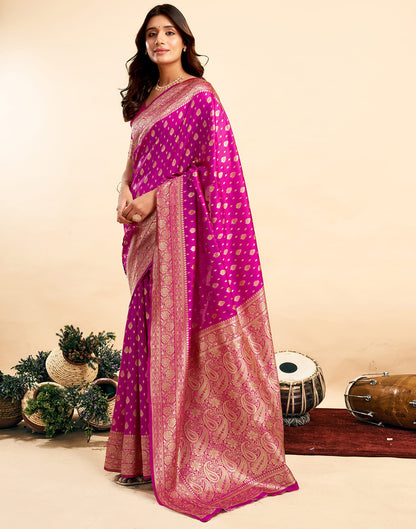 Magenta Silk Woven Banarasi Saree