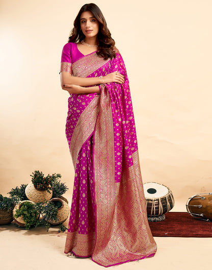 Magenta Silk Woven Banarasi Saree