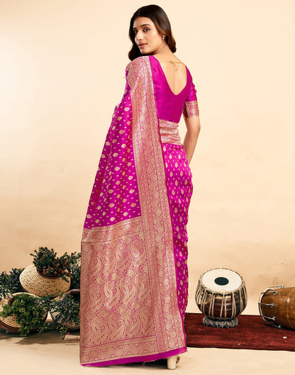 Magenta Silk Woven Banarasi Saree