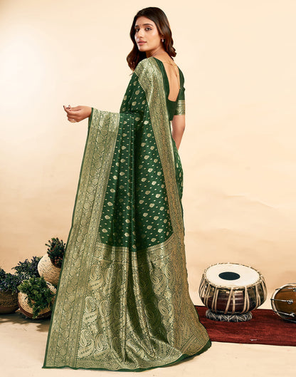 Dark Green Silk Woven Banarasi Saree