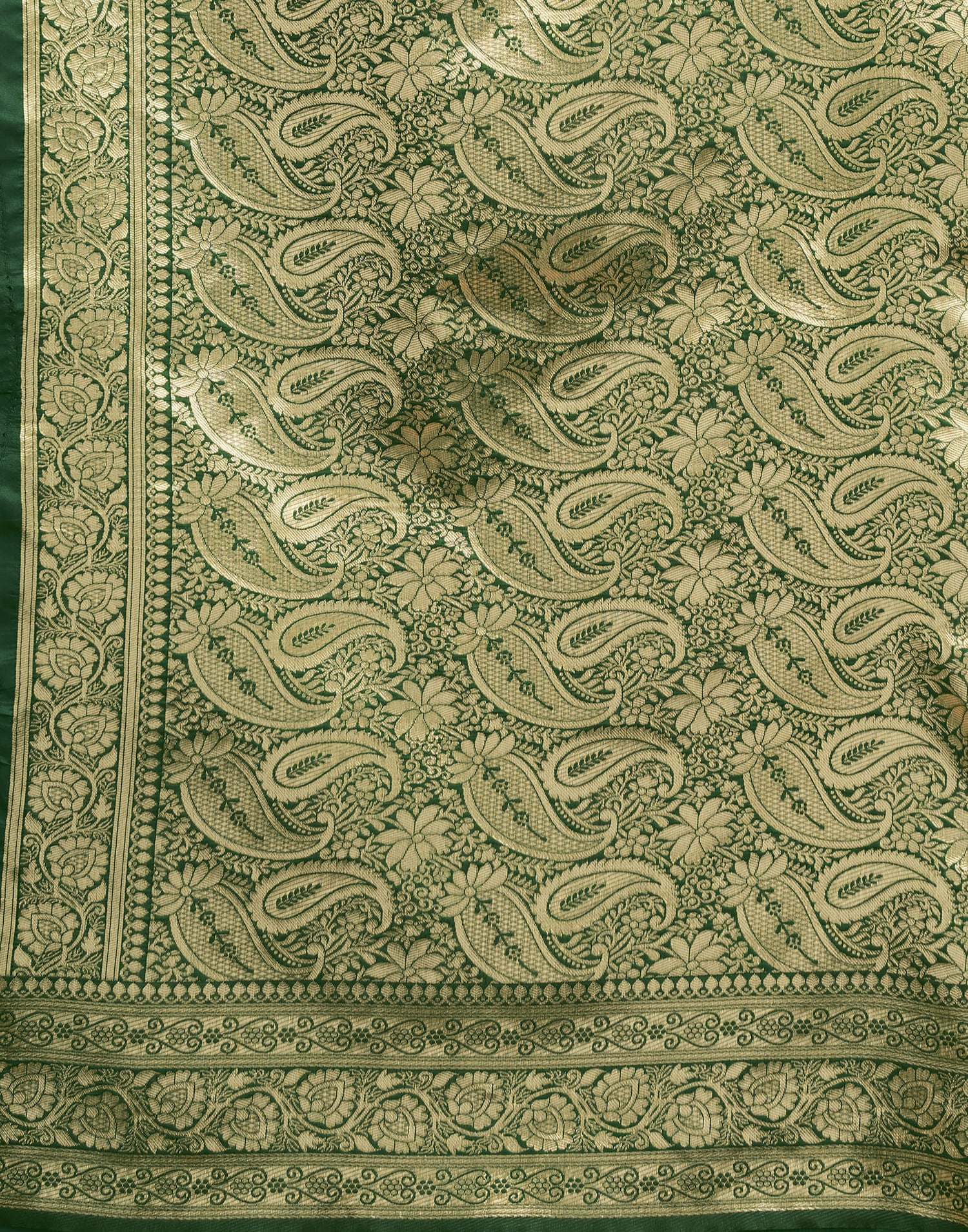 Dark Green Silk Woven Banarasi Saree