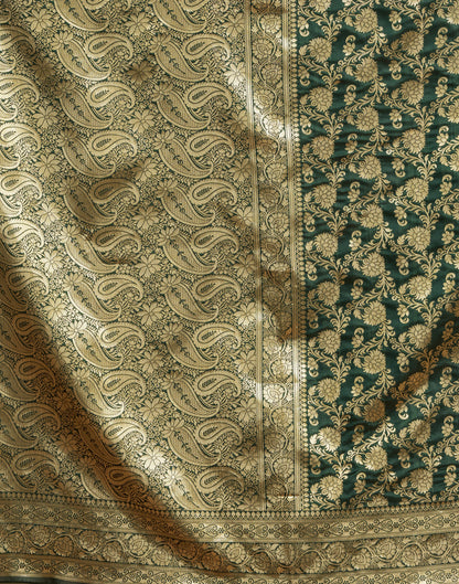 Dark Green Silk Woven Banarasi Saree