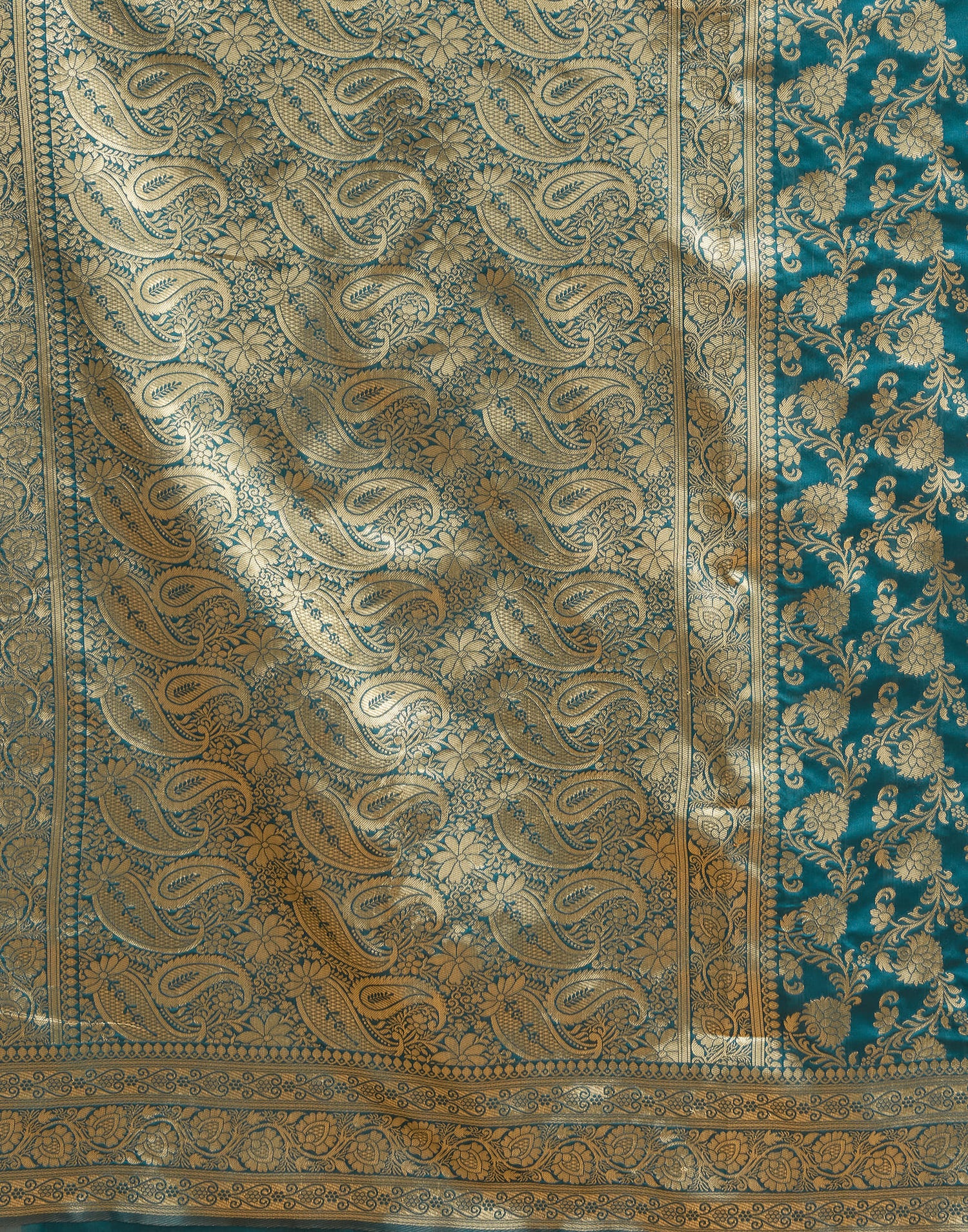 Rama Blue Woven Banarasi Silk Saree