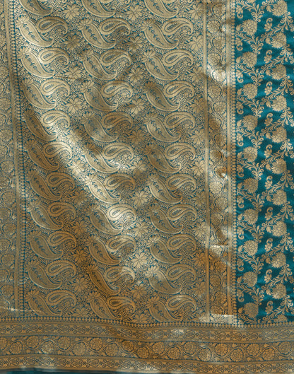 Rama Blue Woven Banarasi Silk Saree