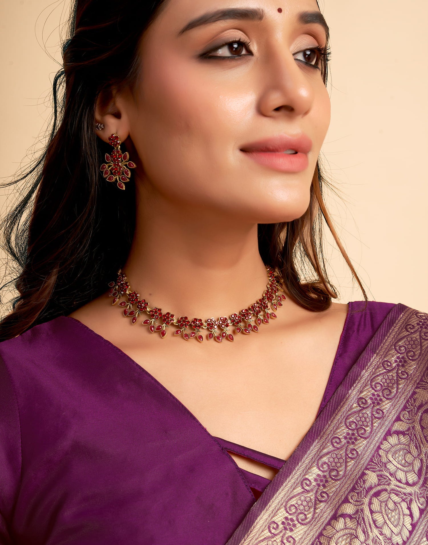 Dark Purple Woven Banarasi Silk Saree