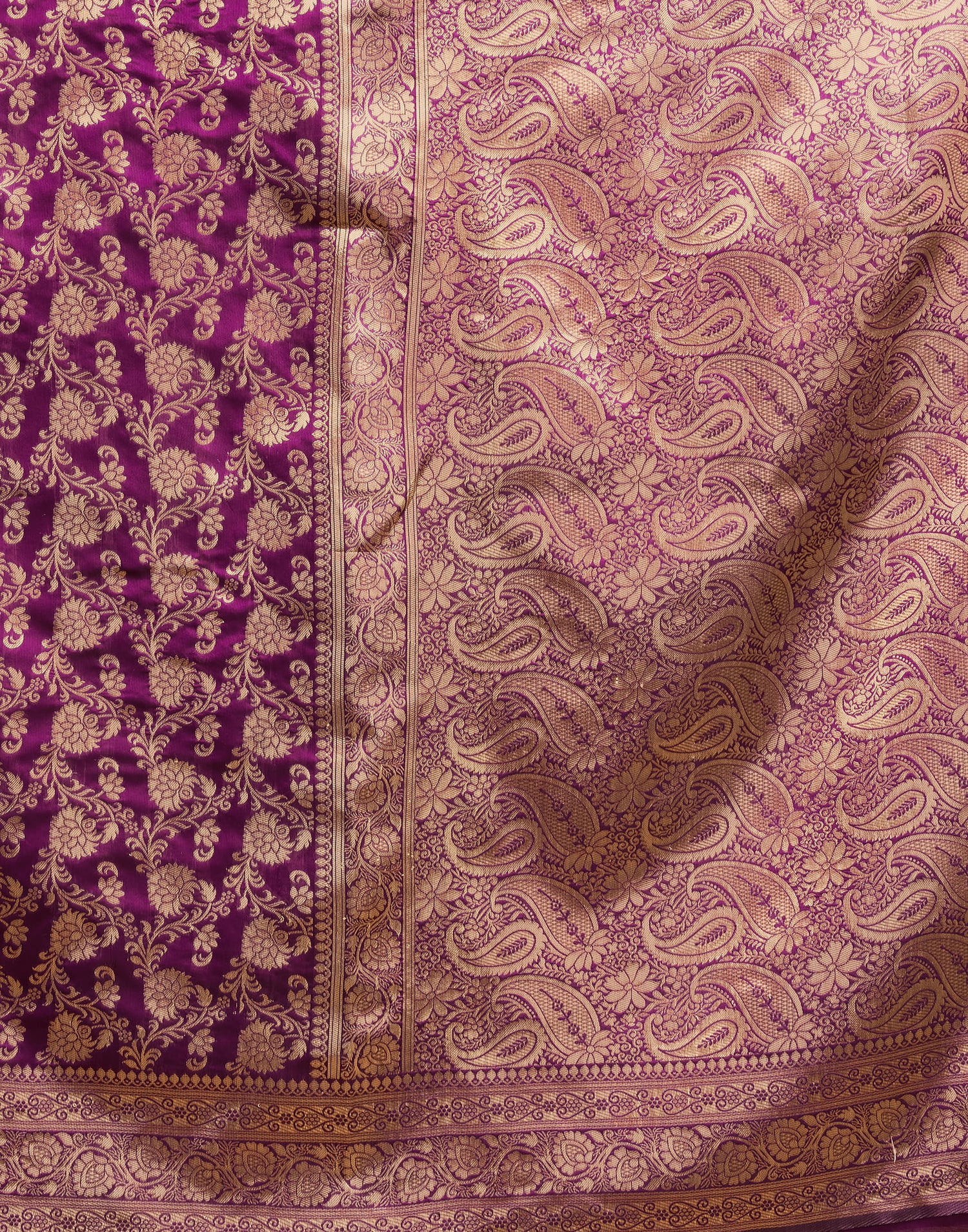 Dark Purple Woven Banarasi Silk Saree