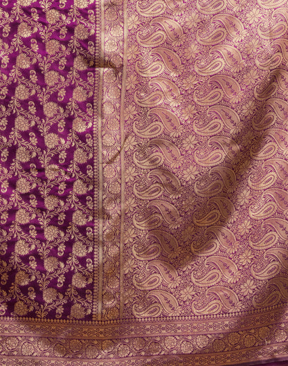 Dark Purple Silk Woven Banarasi Saree