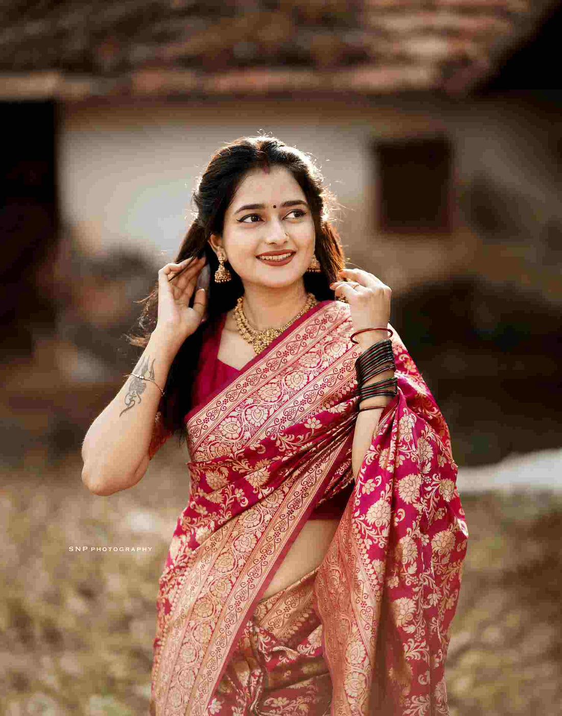 Rani Pink Silk Woven Banarasi Saree