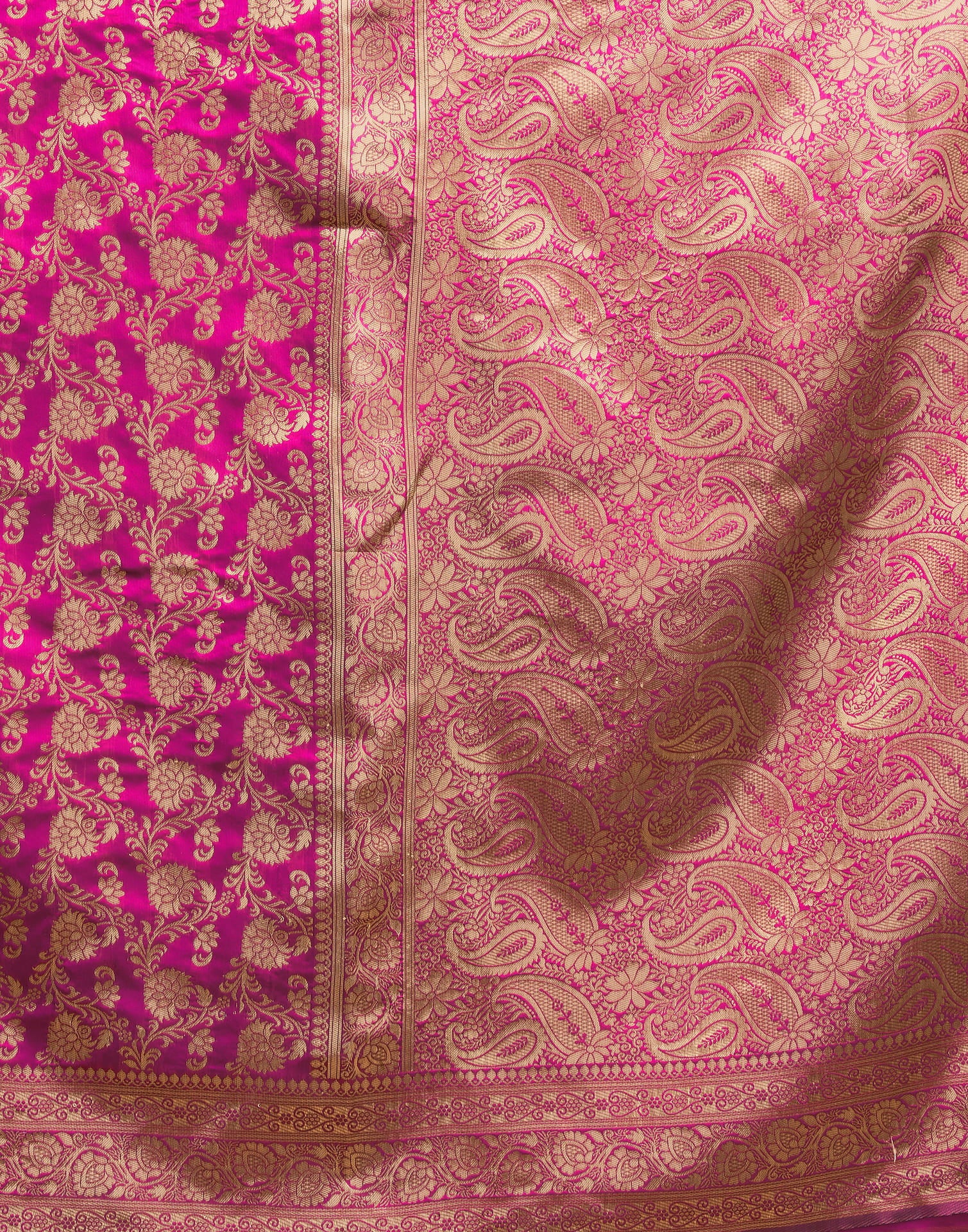 Rani Pink Silk Woven Banarasi Saree