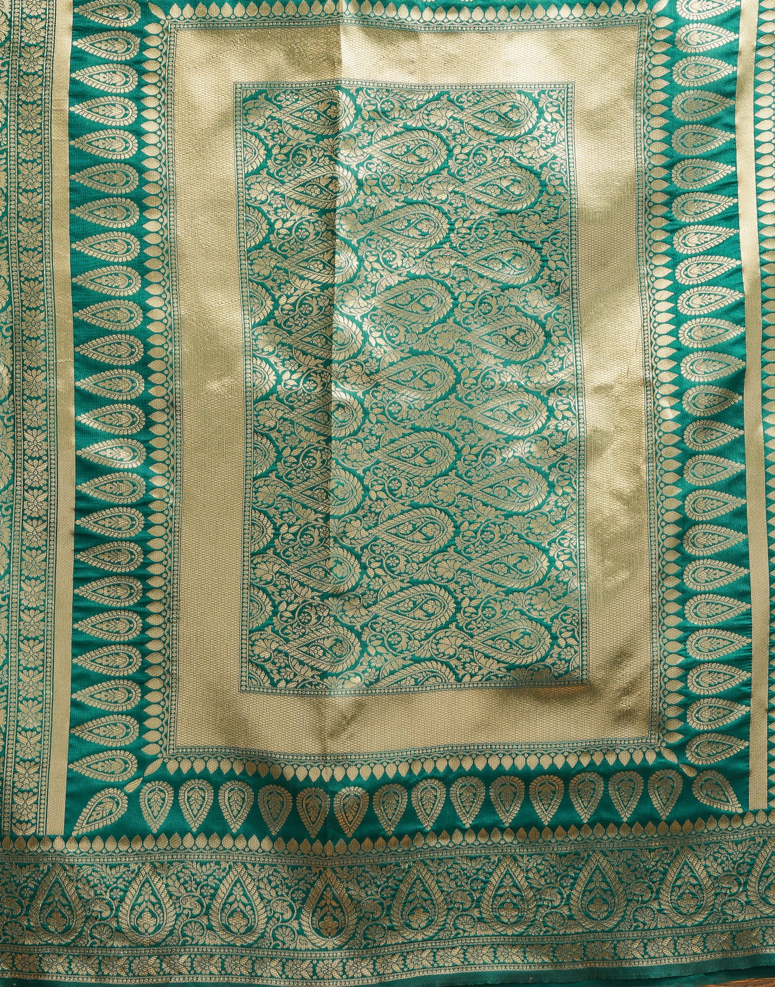 Teal Green Woven Banarasi Silk Saree