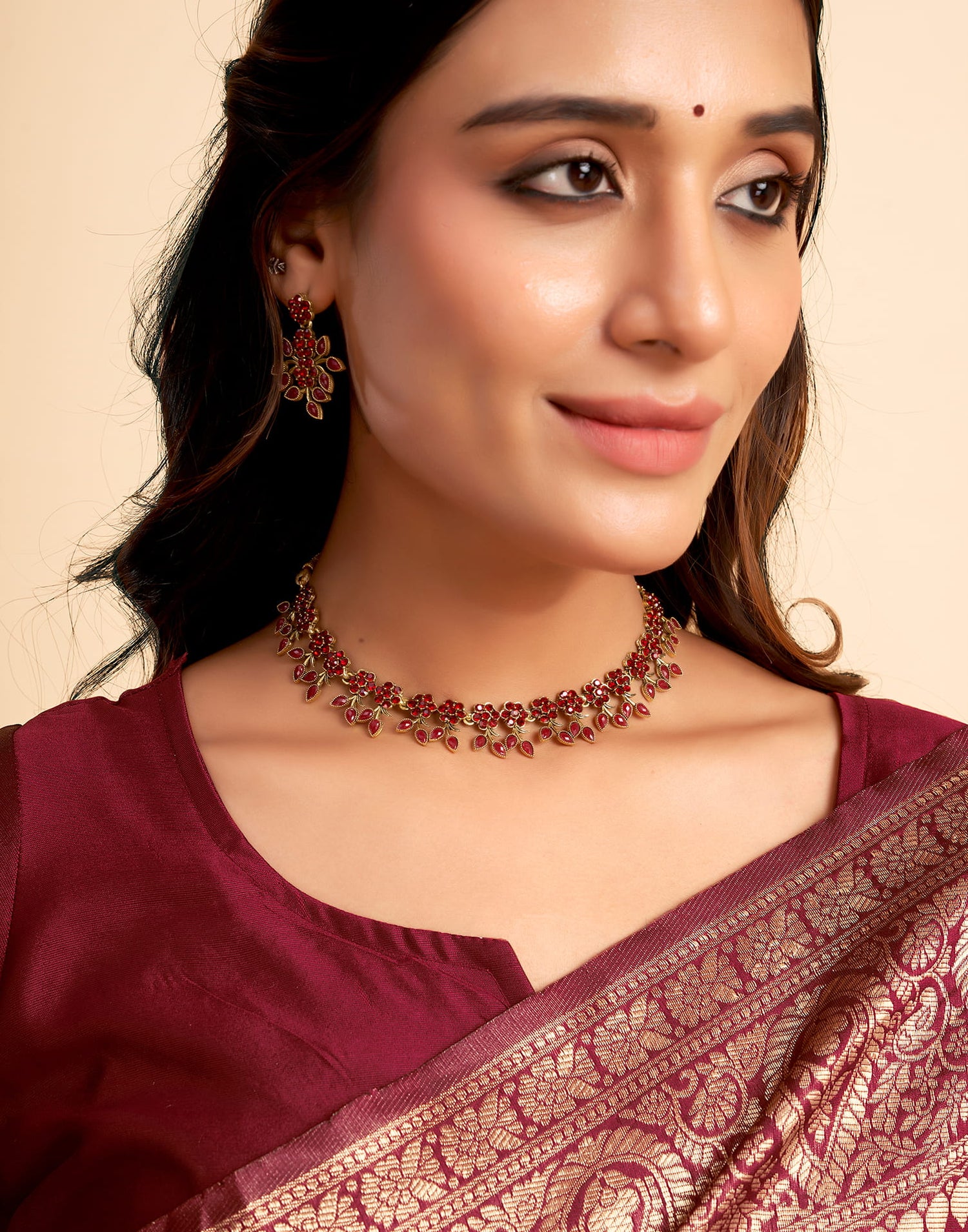 Maroon Silk Woven Banarasi Saree