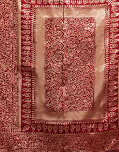 Maroon Silk Woven Banarasi Saree