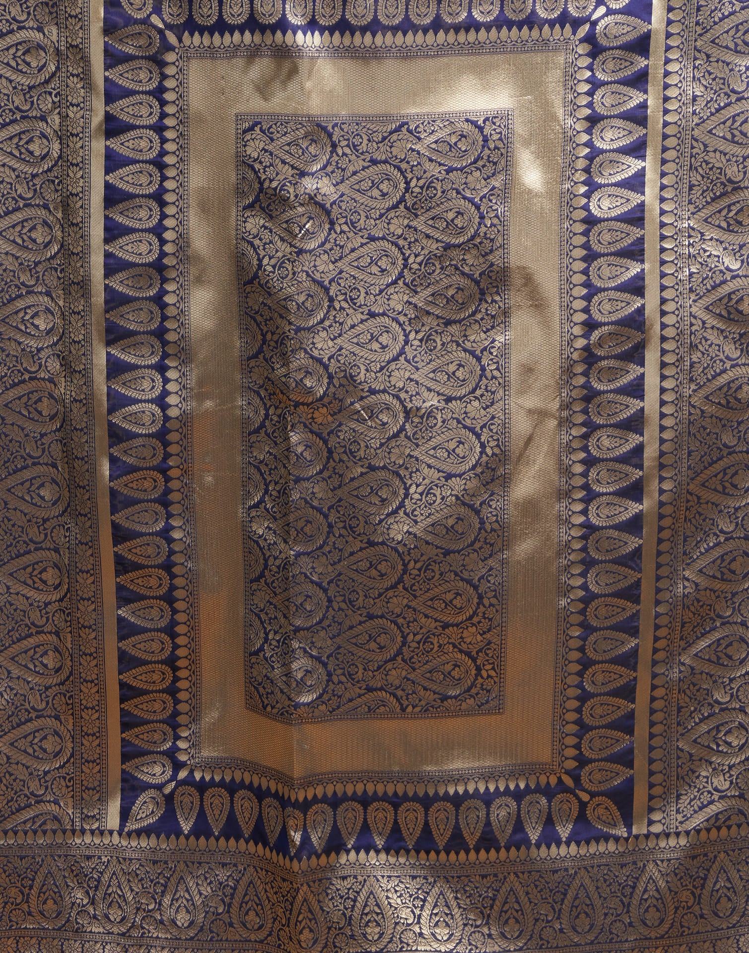 Navy Blue Silk Woven Banarasi Saree