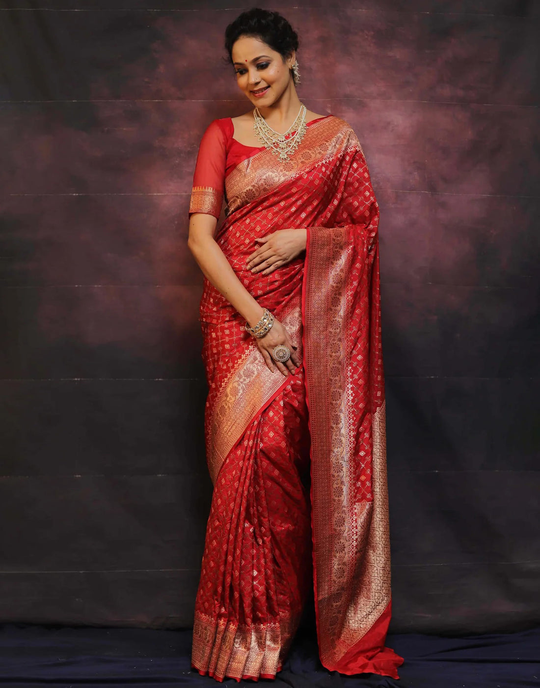 Red Silk Woven Banarasi Saree