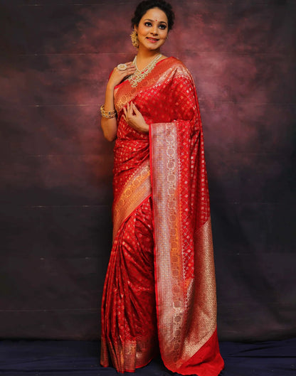 Red Silk Woven Banarasi Saree