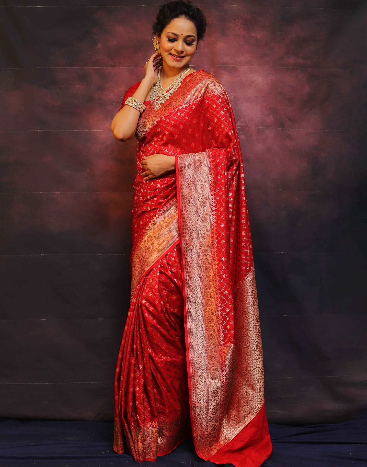 Red Silk Woven Banarasi Saree