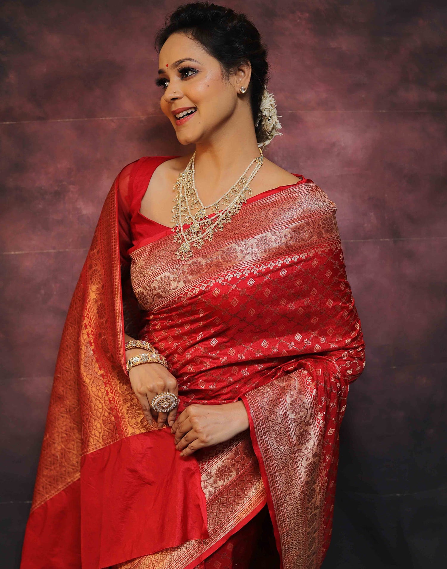 Red Silk Woven Banarasi Saree