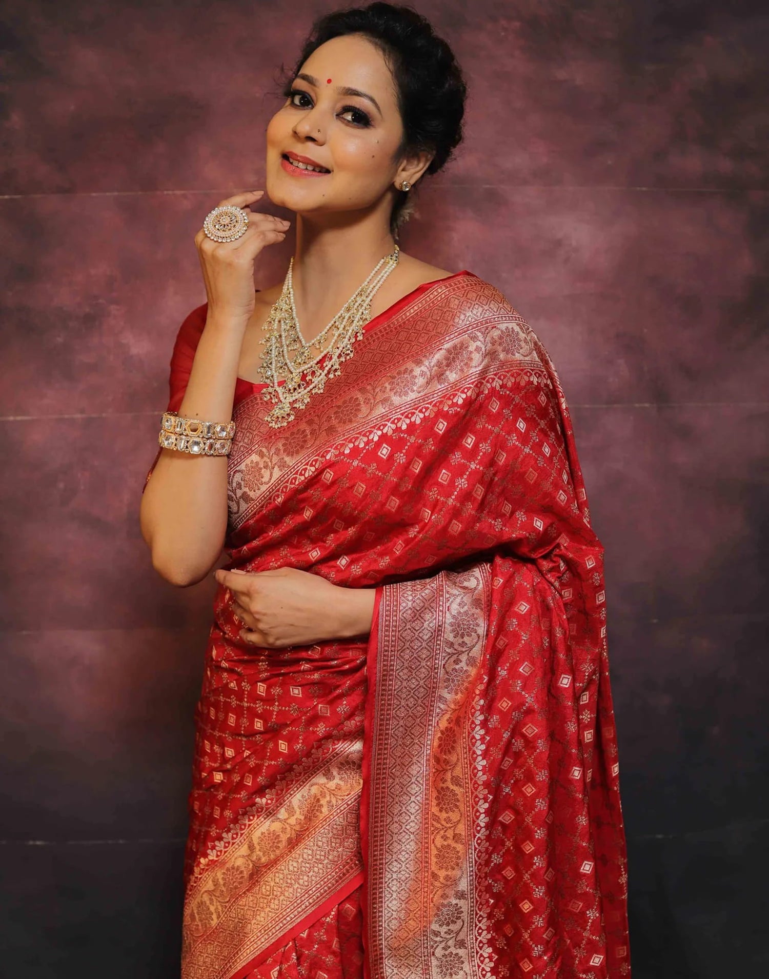 Red Silk Woven Banarasi Saree