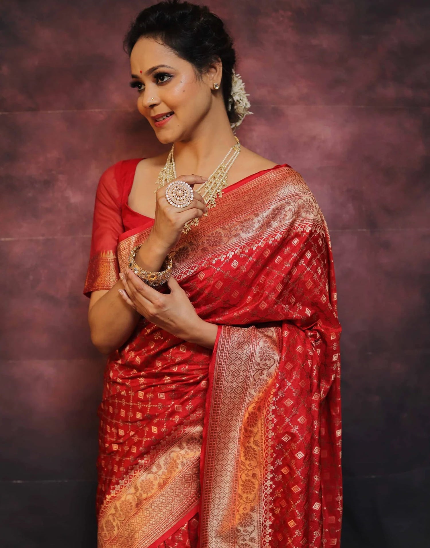 Red Silk Woven Banarasi Saree