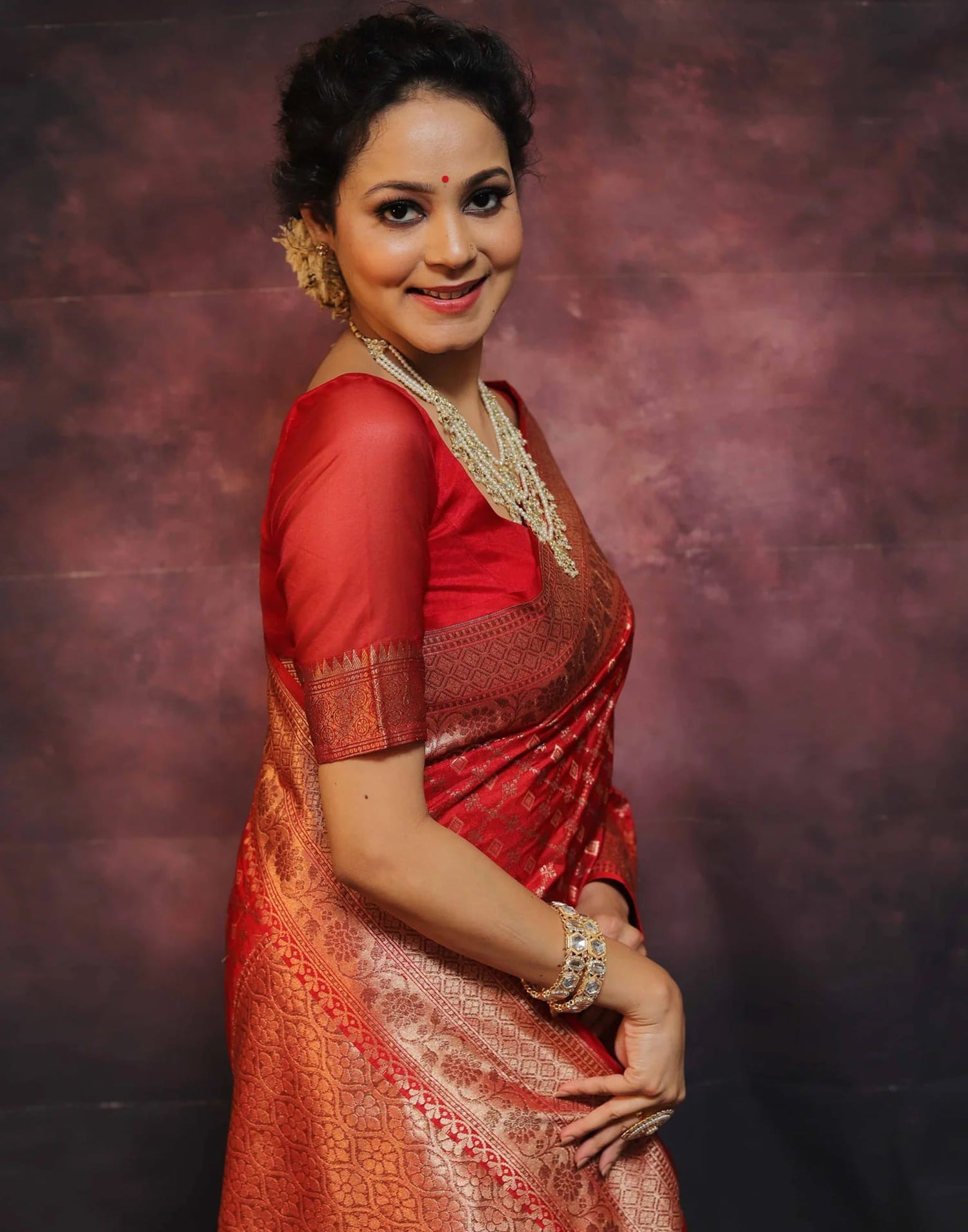 Red Silk Woven Banarasi Saree