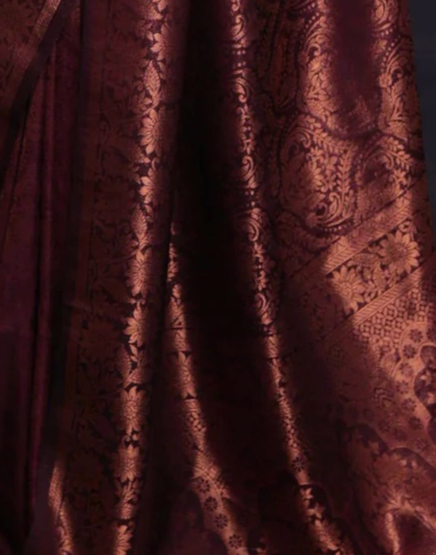 Maroon Silk Woven Banarasi Saree