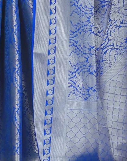 Dark Blue Silk Woven Banarasi Saree