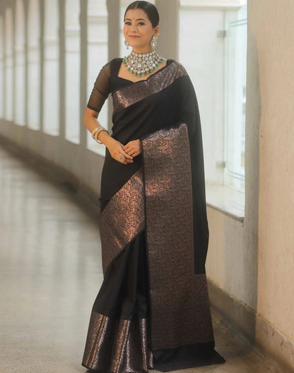 Black Silk Woven Saree