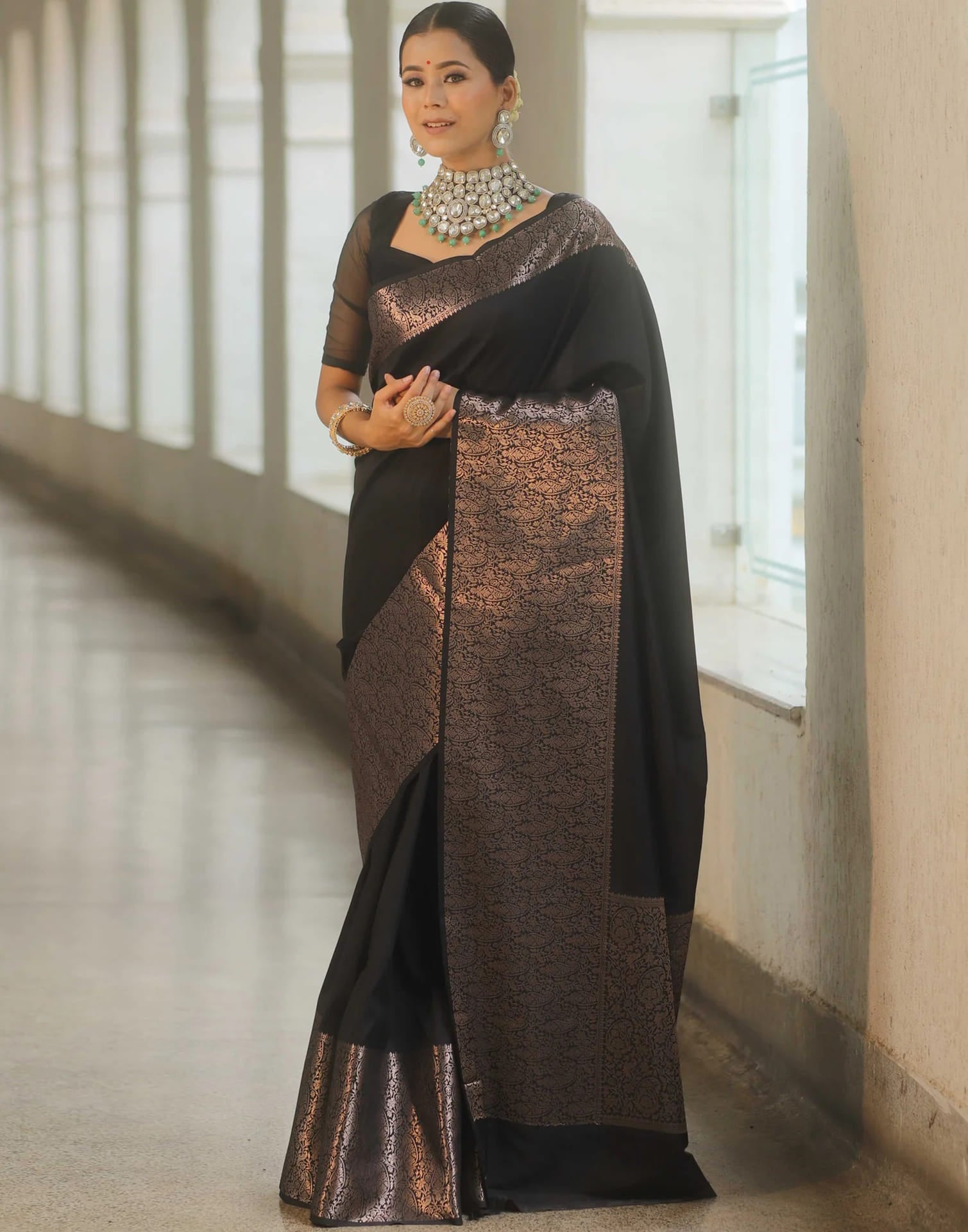 Black Silk Woven Saree