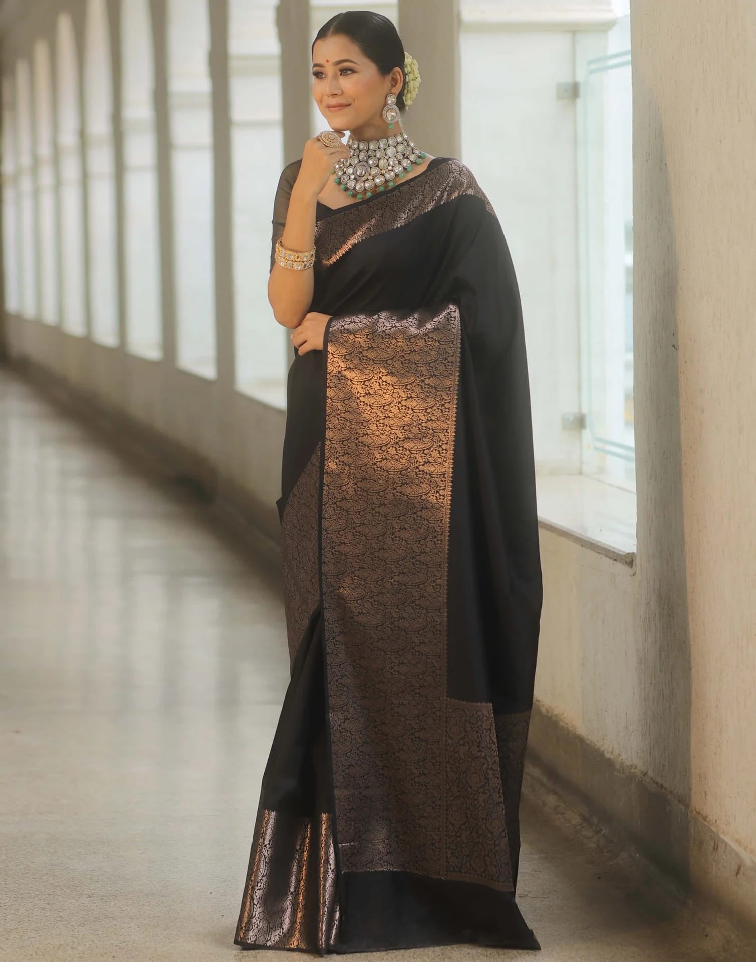 Black Silk Woven Saree