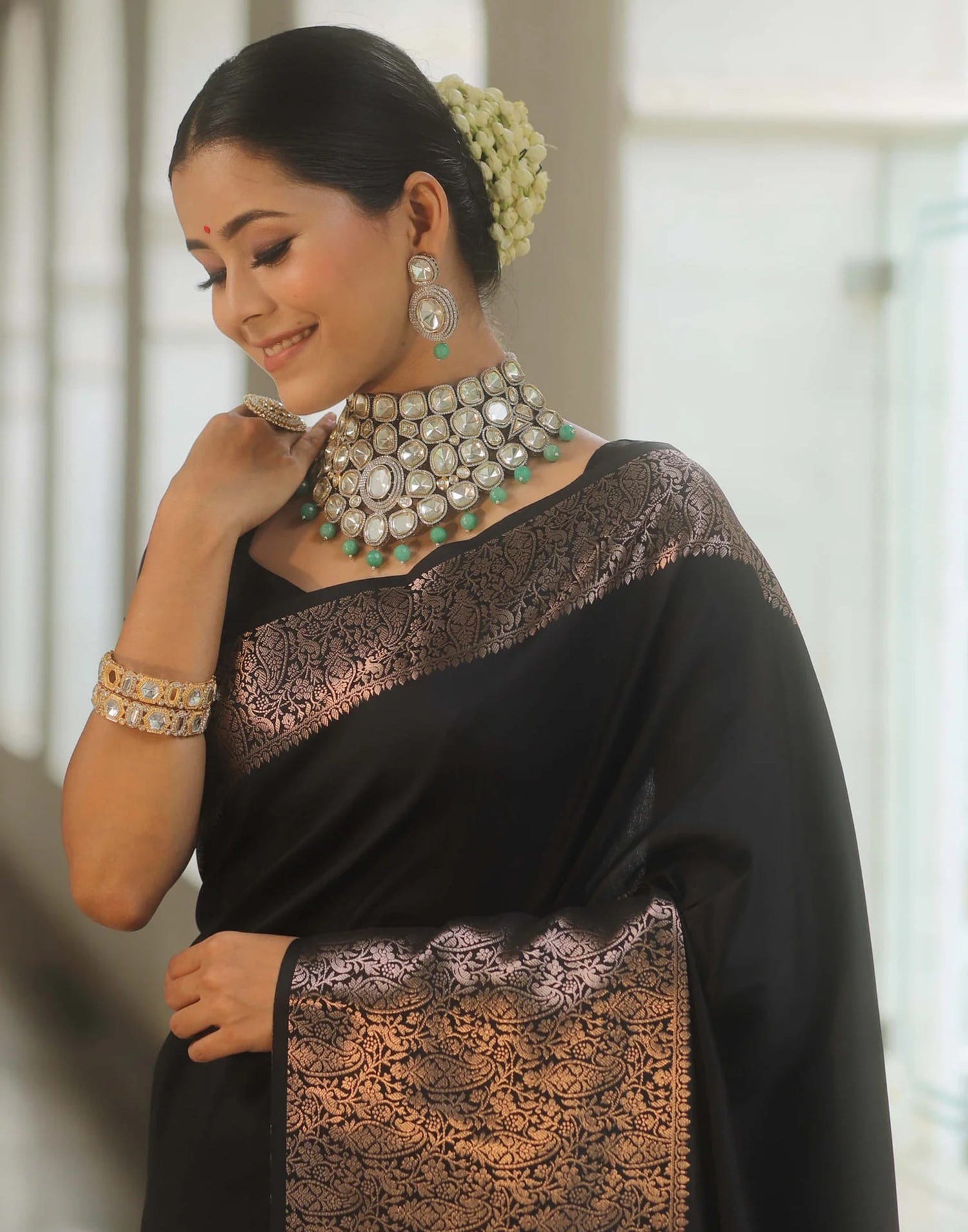 Black Silk Woven Saree