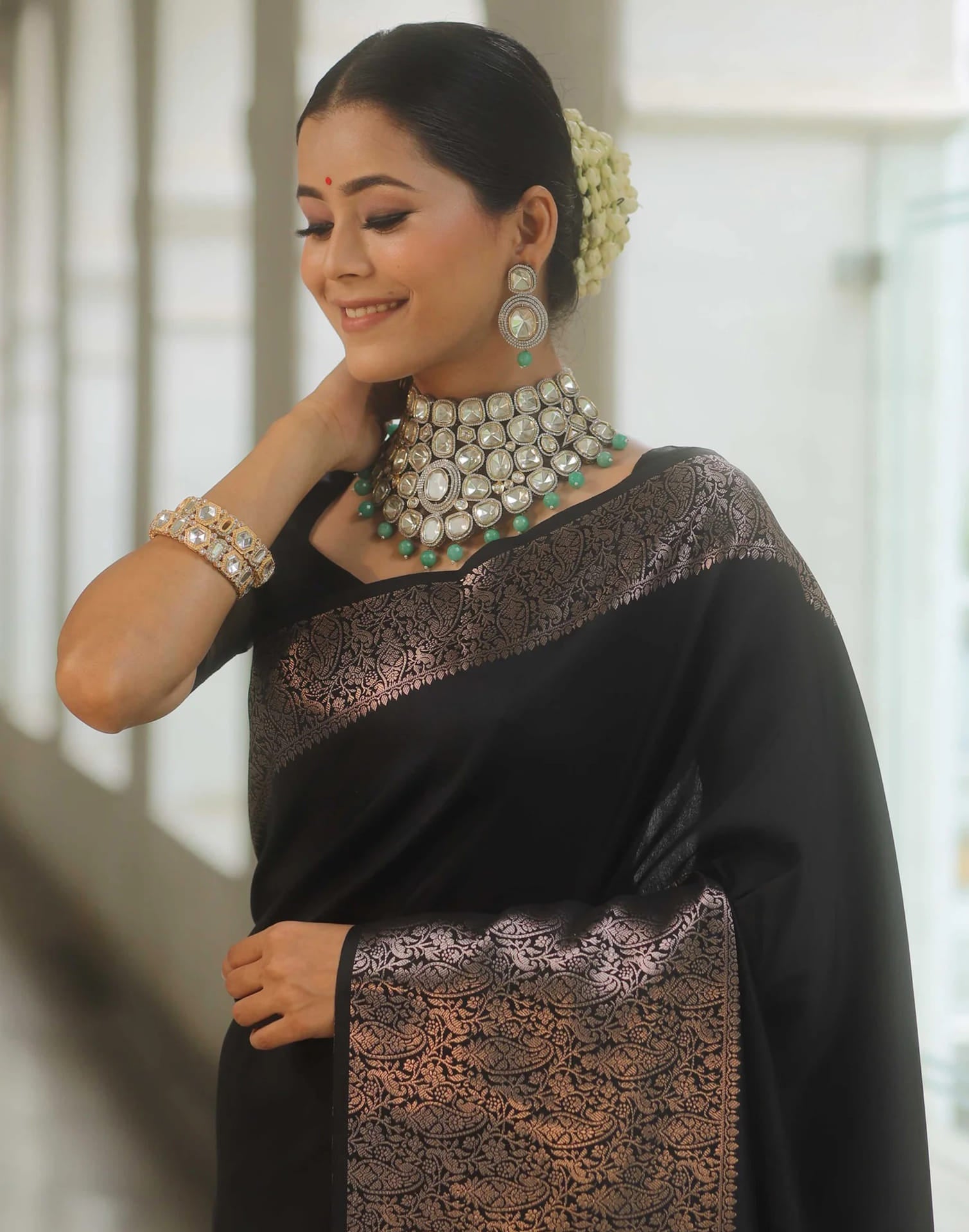 Black Silk Woven Saree