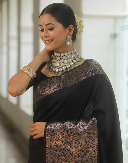 Black Silk Woven Saree