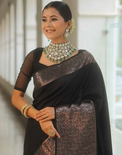 Black Silk Woven Saree