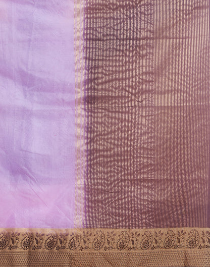 Light Purple Organza Zari Stripe Plain Saree