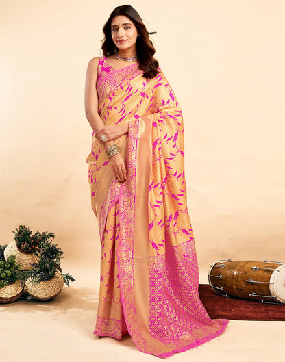 Light Orange Silk Woven Banarasi Saree