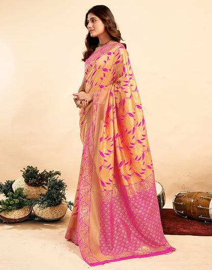 Light Orange Silk Woven Banarasi Saree