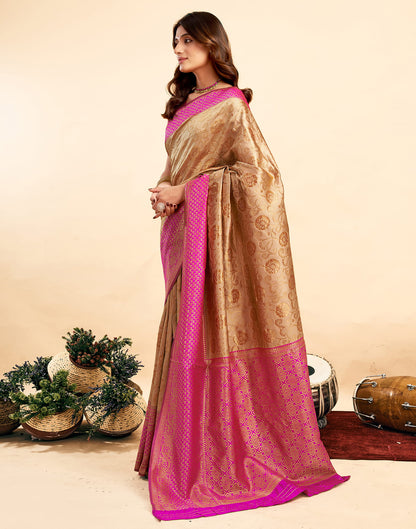 Peanut Brown Silk Woven Banarasi Saree