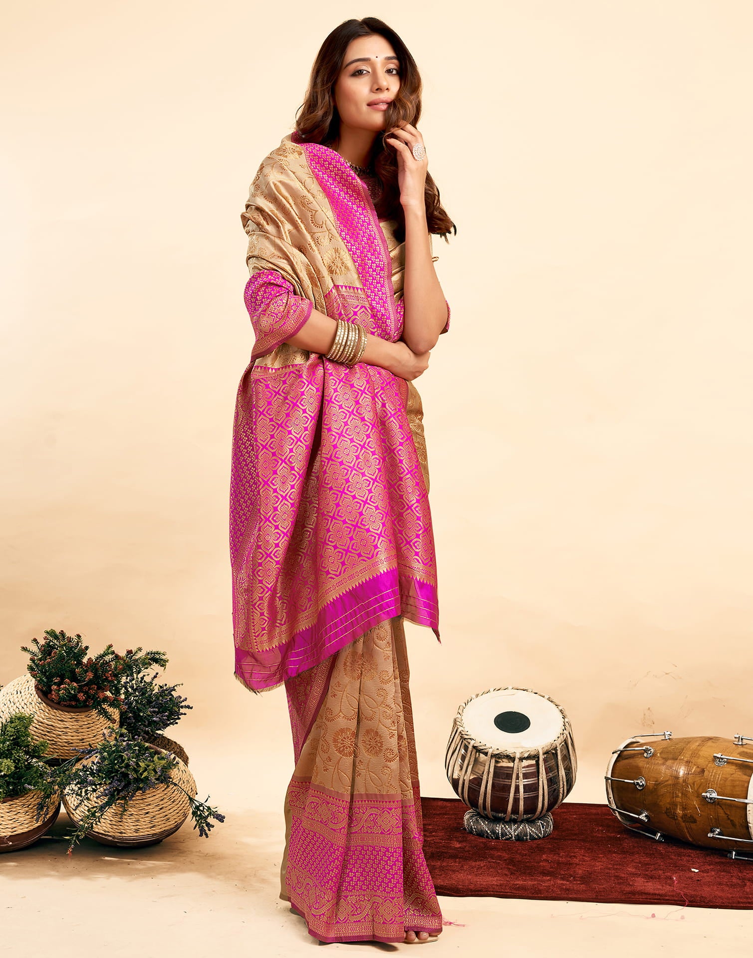 Peanut Brown Silk Woven Banarasi Saree