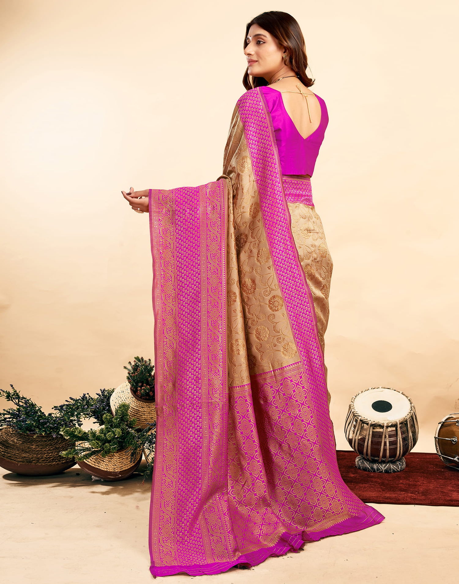 Peanut Brown Silk Woven Banarasi Saree