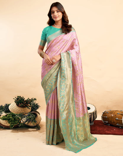 Light Pink Silk Woven Banarasi Saree