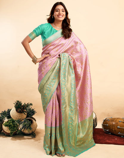 Light Pink Silk Woven Banarasi Saree