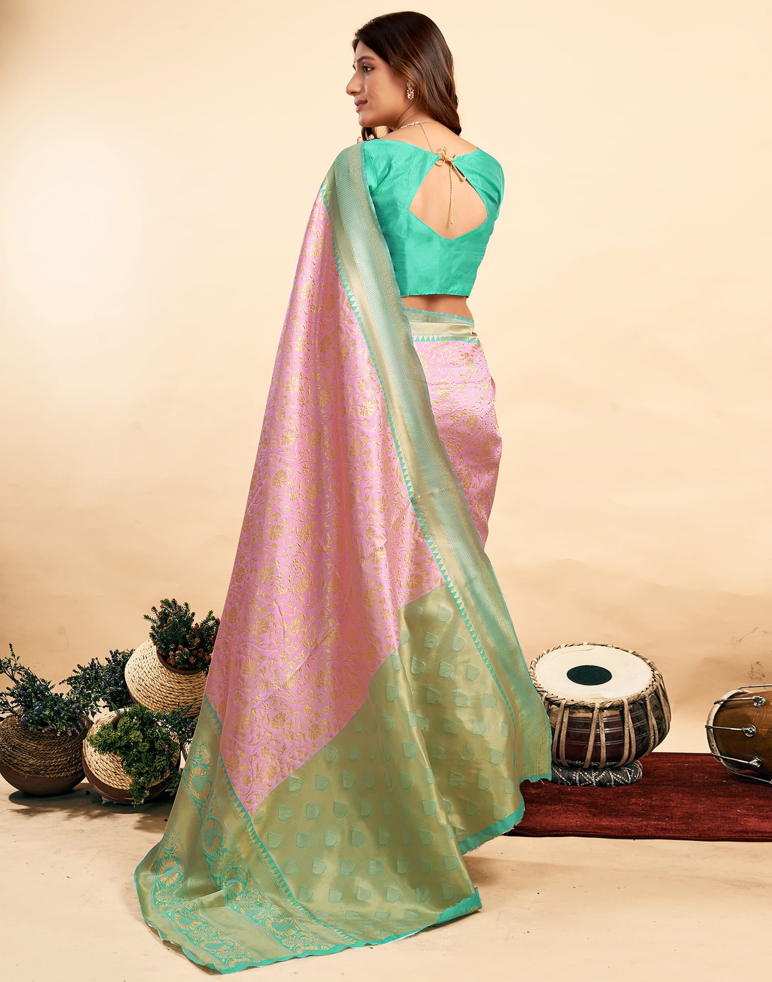 Light Pink Silk Woven Banarasi Saree