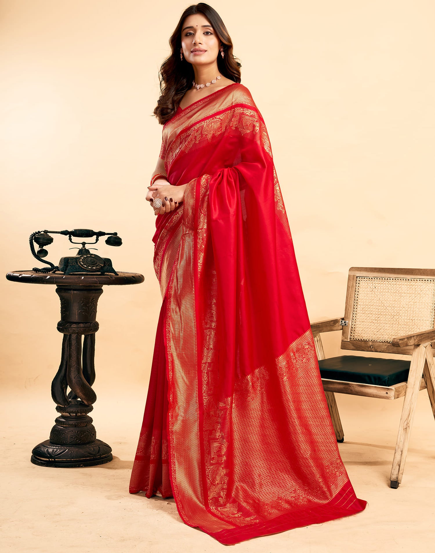 Red Silk Woven Banarasi Saree