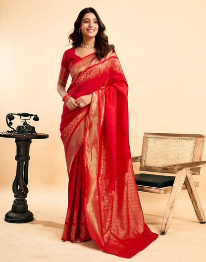 Red Silk Woven Banarasi Saree