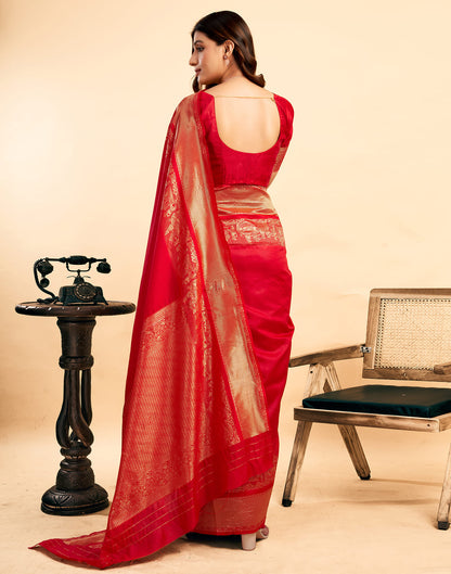 Red Silk Woven Banarasi Saree