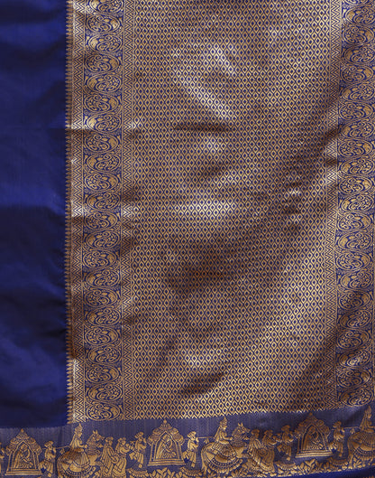 Navy Blue Silk Woven Banarasi Saree