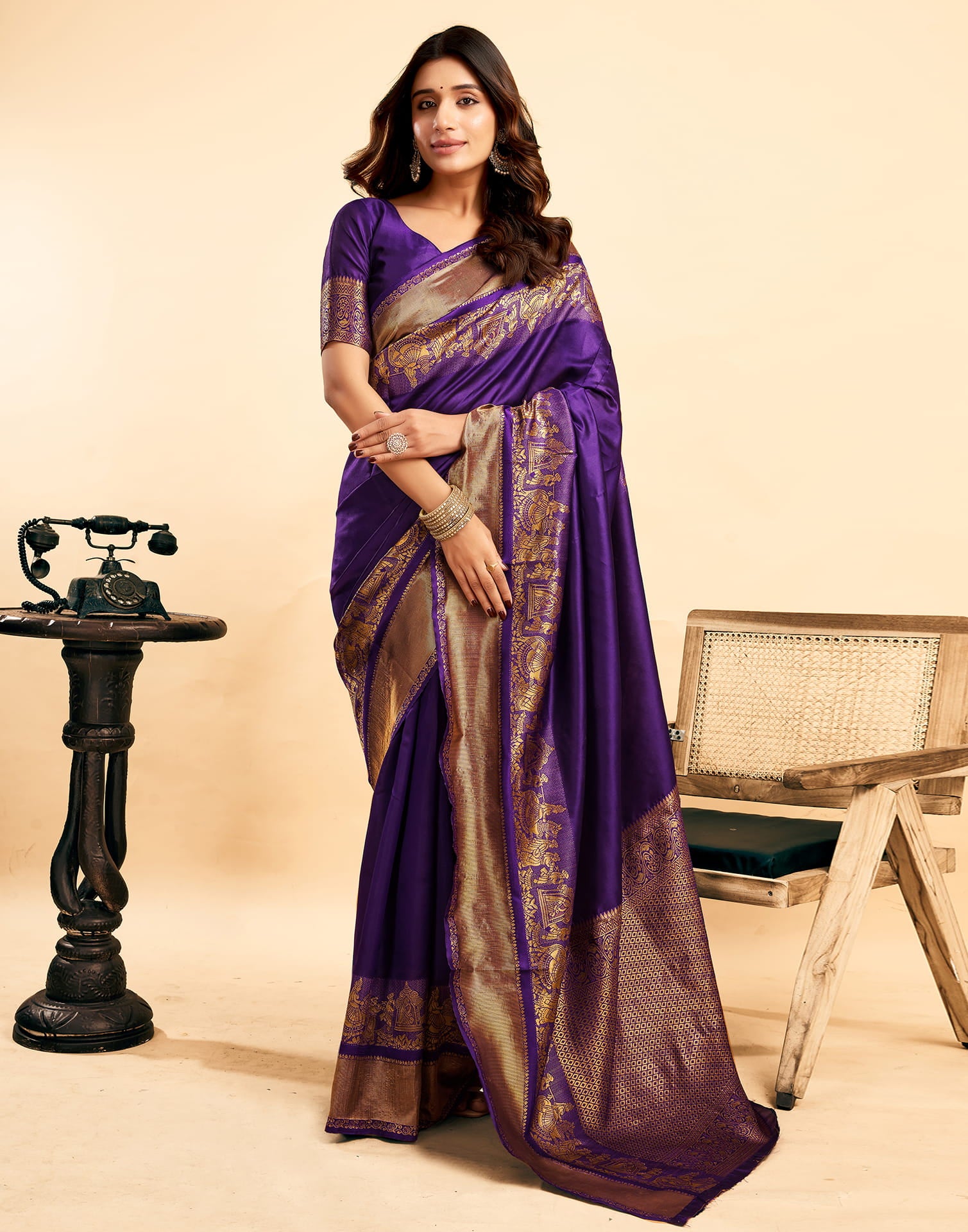 Purple Silk Woven Banarasi Saree