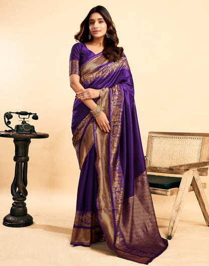 Purple Silk Woven Kanjivaram Saree