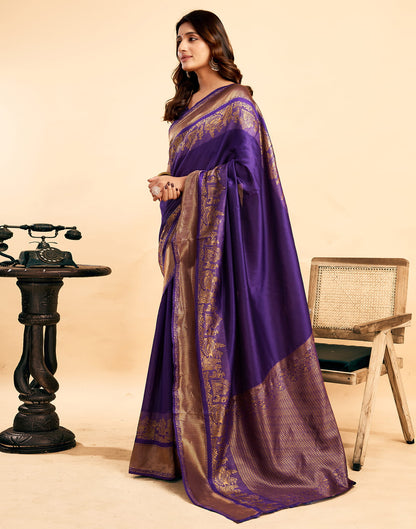 Purple Silk Woven Kanjivaram Saree